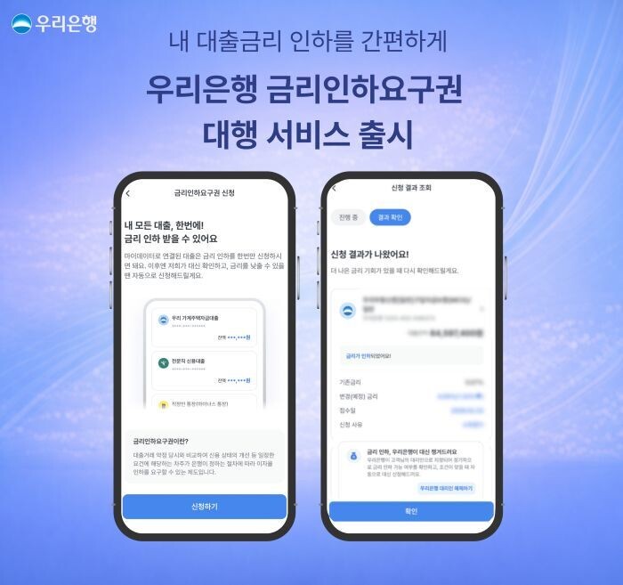 우리은행, 우리WON뱅킹 앱에서 모든 금융사 대출금리 인하 신청
